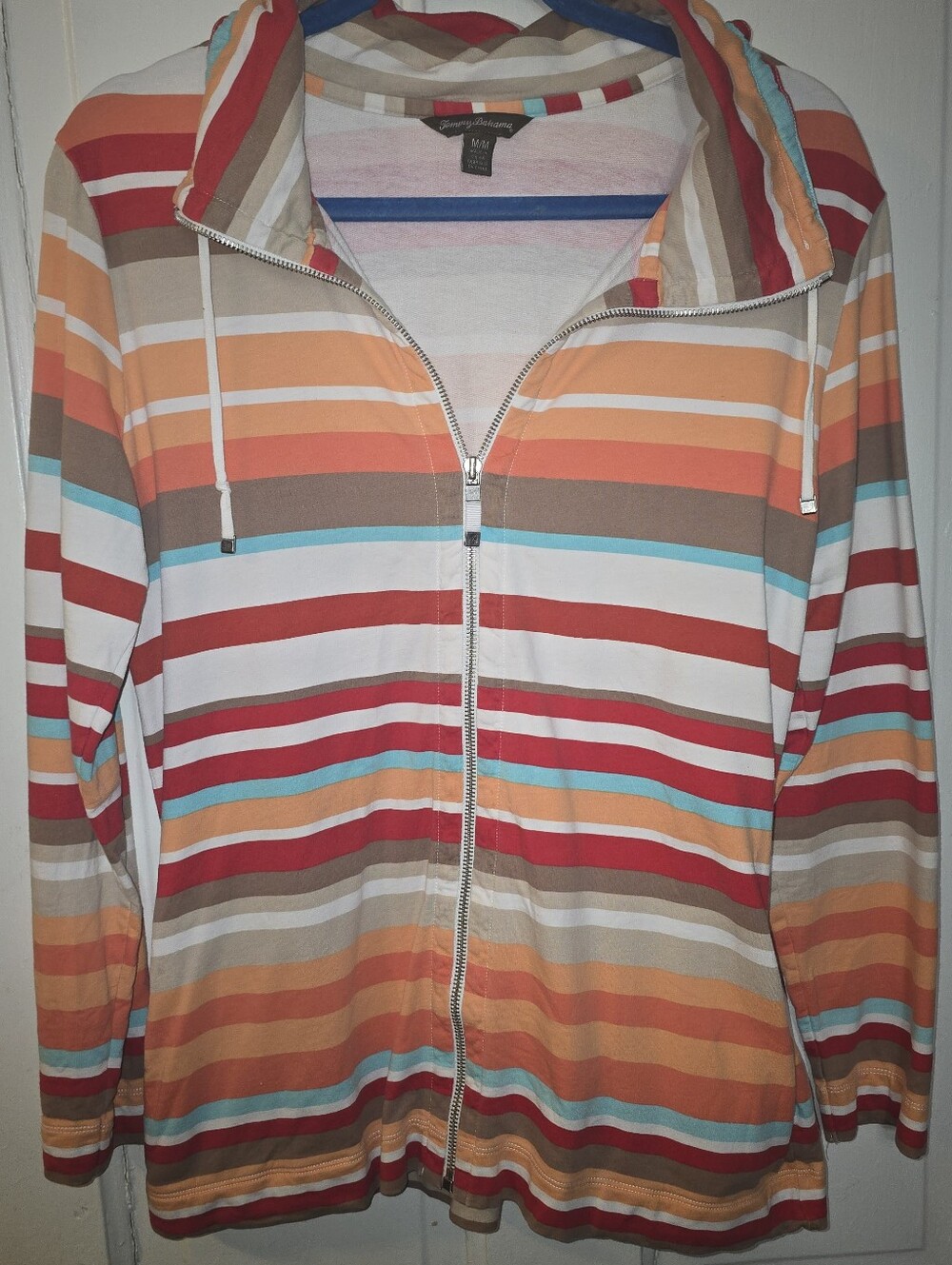 Tommy Bahama Women’s Striped Hooded Zip-Up Jacket Medium